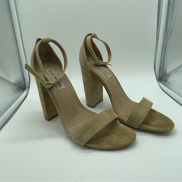 Steve Madden Carsron Tan Suede Strappy Heels - Picture 2 of 10